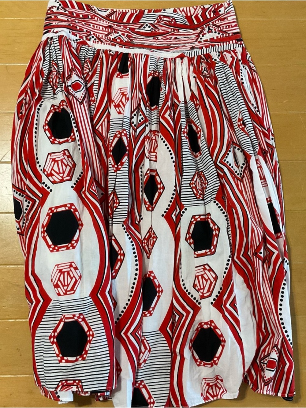Grace Elements Red, White & Black Geometric Circle Skater Skirt 100% cotton